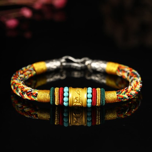 Tibet Gold Om Mani Padme Hum Eight Thread Bracelet