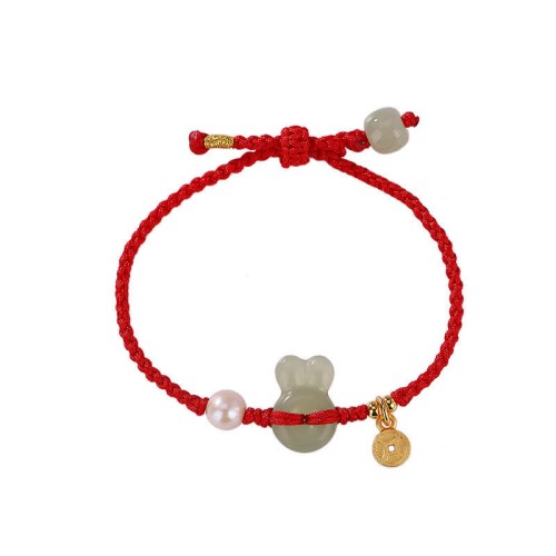 925 Silver Year of the Rabbit Hetian Jade Coin Wealth Bracelet