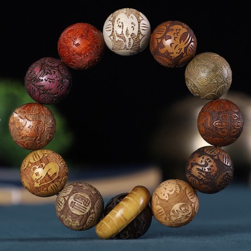 Zodiac Rosewood Sandalwood Copper Coin Calm Bracelet Zodiac Rosewood Sandalwood Copper Coin Calm Bracelet