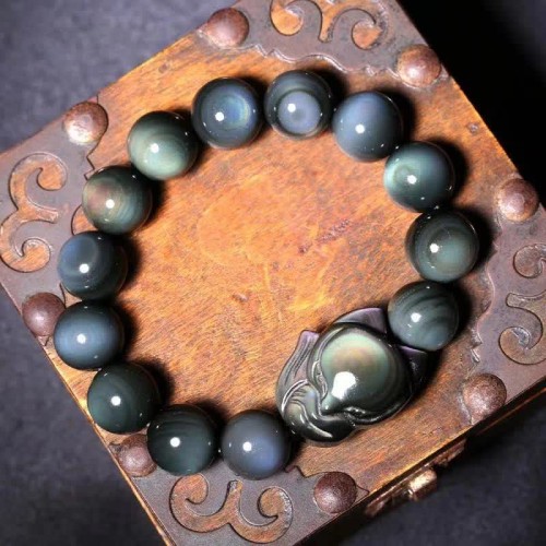 Rainbow Obsidian Fox Healing Bracelet