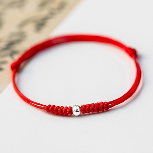 925 Silver Luck Bead Red String Braided Bracelet 925 Silver Luck Bead Red String Braided Bracelet