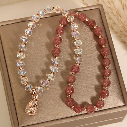 Strawberry Quartz Money Bag Positive Bracelet