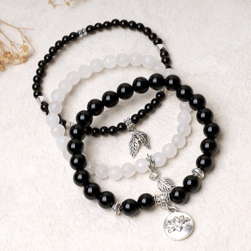 3PCS Natural Quartz Crystal Lotus Healing Bracelet 3PCS Natural Quartz Crystal Lotus Healing Bracelet