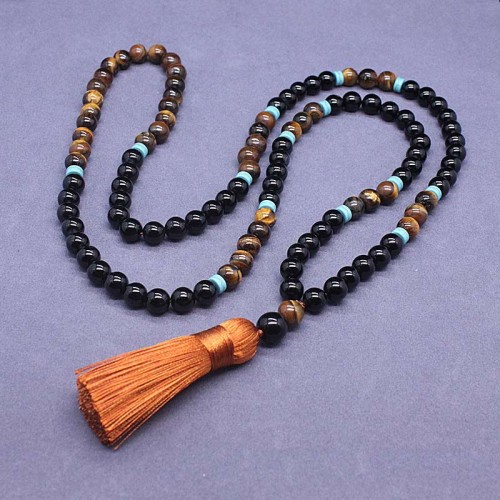 Tibetan Black Onyx Peace Mala Set Tibetan Black Onyx Peace Mala Set