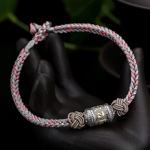 925 Silver Om Mani Padme Hum Luck Strength Red Bracelet 925 Silver Om Mani Padme Hum Luck Strength Red Bracelet