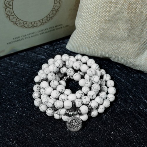 White Turquoise Lotus Healing Bracelet White Turquoise Lotus Healing Bracelet