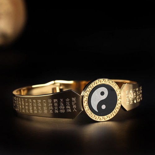 Yin Yang Lotus Om Mani Padme Hum Titanium Steel Bracelet Yin Yang Lotus Om Mani Padme Hum Titanium Steel Bracelet