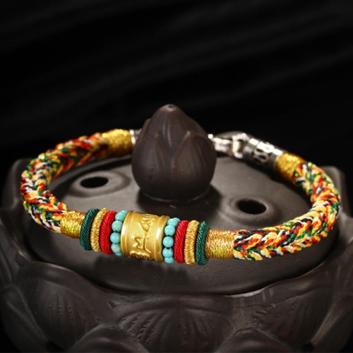 Tibet Gold Om Mani Padme Hum Eight Thread Bracelet