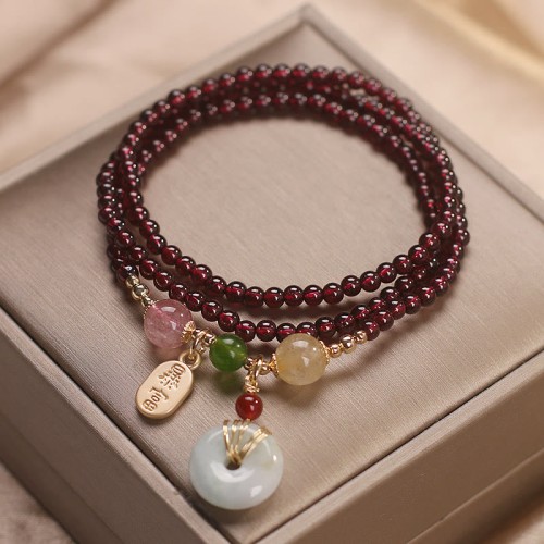 Garnet Strawberry Quartz Koi Fish Bracelet Garnet Strawberry Quartz Koi Fish Bracelet