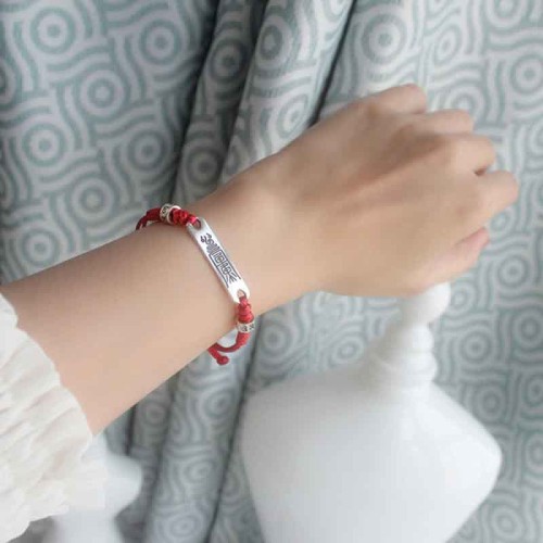 925 Sterling Silver Red String Luck Strength Bracelet