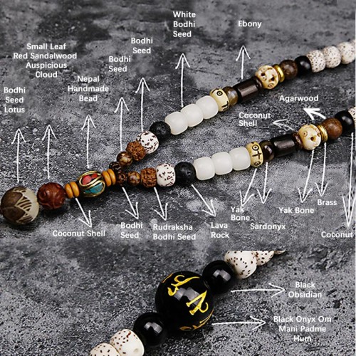 Bodhi Seed Yak Bone Avalokitesvara Bracelet Bodhi Seed Yak Bone Avalokitesvara Bracelet