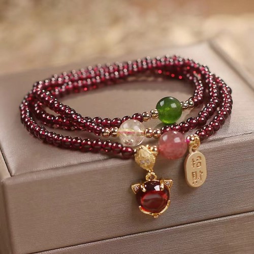Garnet Strawberry Quartz Koi Fish Bracelet Garnet Strawberry Quartz Koi Fish Bracelet