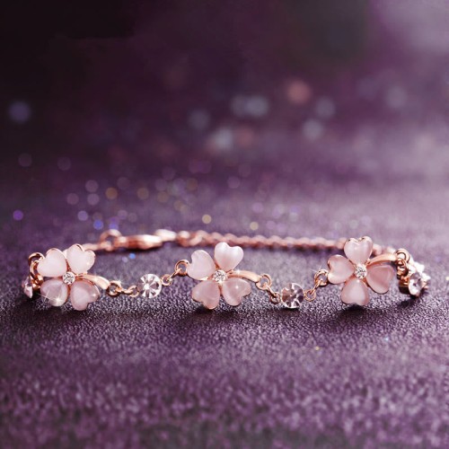 Pink Crystal Four Leaf Clover Bracelet Pink Crystal Four Leaf Clover Bracelet