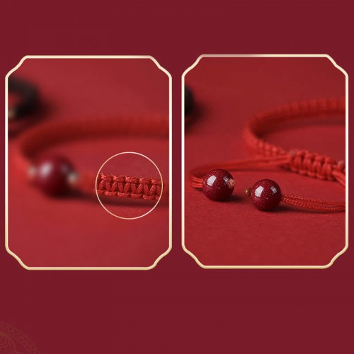 Lucky Cinnabar Bead Red String Bracelet