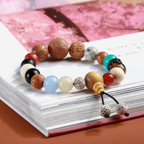 Bodhi Seed Agate Wisdom Harmony Wrist Mala Bodhi Seed Agate Wisdom Harmony Wrist Mala