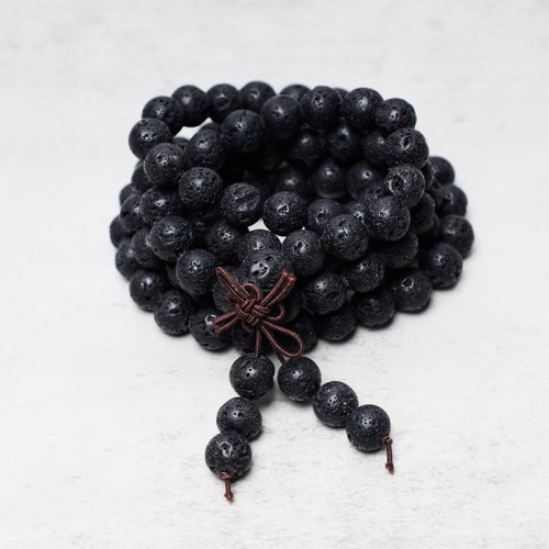Lava Rock Beads Prayer Mala Necklace Lava Rock Beads Prayer Mala Necklace
