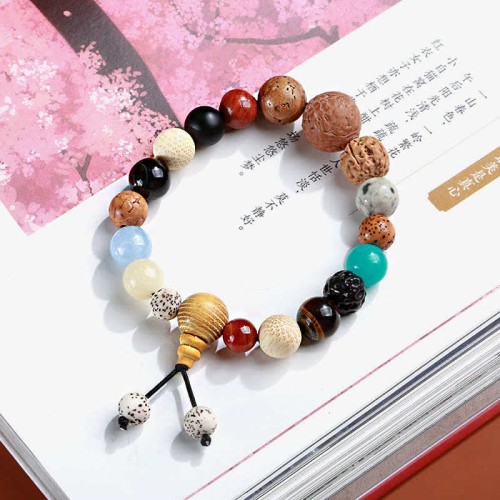 Bodhi Seed Agate Wisdom Harmony Wrist Mala Bodhi Seed Agate Wisdom Harmony Wrist Mala