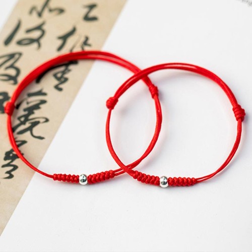 925 Silver Luck Bead Red String Braided Bracelet 925 Silver Luck Bead Red String Braided Bracelet