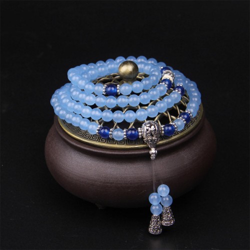 108 Beads Blue Crystal Healing Mala Bracelet 108 Beads Blue Crystal Healing Mala Bracelet
