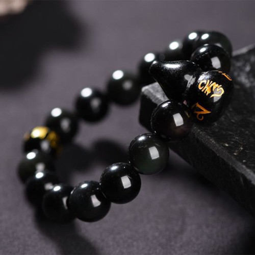 Rainbow Obsidian Gourd Om Mani Padme Hum Bracelet Rainbow Obsidian Gourd Om Mani Padme Hum Bracelet
