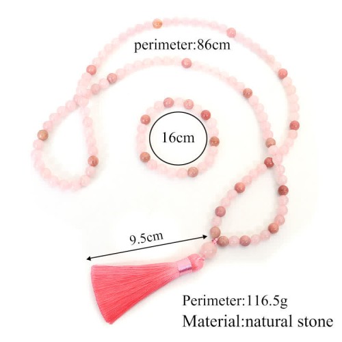108 Mala Pink Crystal Love Tassel Bracelet 108 Mala Pink Crystal Love Tassel Bracelet