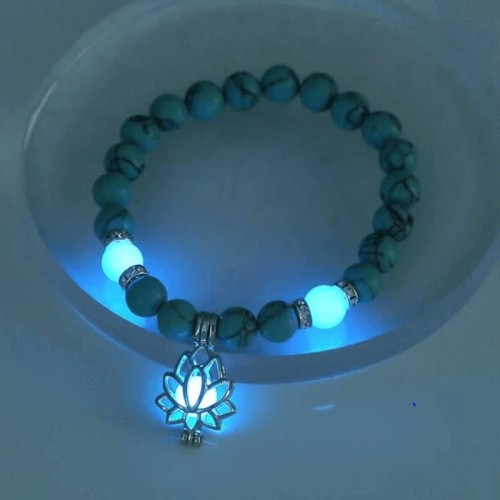 Turquoise Glowstone Lotus Protection Bracelet Turquoise Glowstone Lotus Protection Bracelet