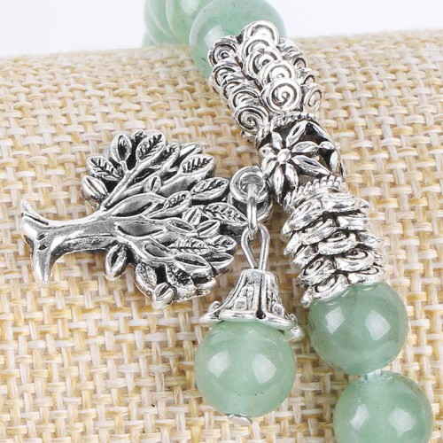 Natural Gemstone Tree of Life Lucky Charm Bracelet