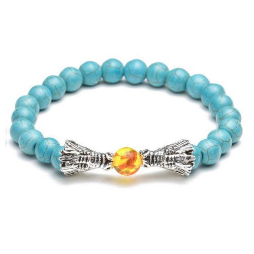 White Turquoise Lava Rock Dragon Blessing Bracelet White Turquoise Lava Rock Dragon Blessing Bracelet
