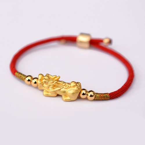 24K Gold-Plated PiXiu Luck Red String Bracelet 24K Gold-Plated PiXiu Luck Red String Bracelet
