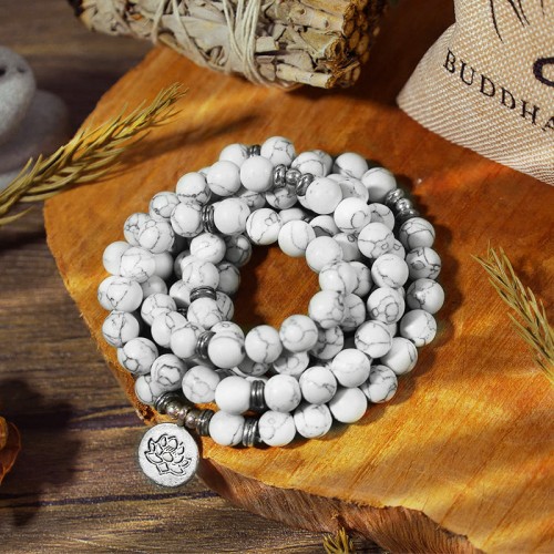 White Turquoise Lotus Healing Bracelet White Turquoise Lotus Healing Bracelet