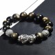 Sterling Silver Gold Sheen Obsidian PiXiu Bracelet