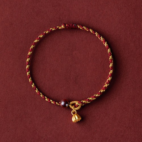 Red Gold Rope Lotus Peace Bracelet Red Gold Rope Lotus Peace Bracelet