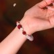 Natural Pink Crystal Cinnabar Nine-Tailed Fox Bracelet