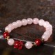 Natural Pink Crystal Cinnabar Nine-Tailed Fox Bracelet