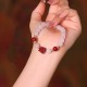 Natural Pink Crystal Cinnabar Nine-Tailed Fox Bracelet