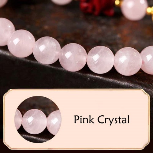 Natural Pink Crystal Cinnabar Nine-Tailed Fox Bracelet
