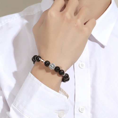 925 Silver Black Obsidian Eye of Providence Bracelet 925 Silver Black Obsidian Eye of Providence Bracelet