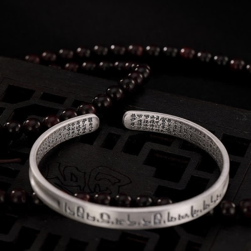 999 Sterling Silver Heart Sutra Protection Bracelet 999 Sterling Silver Heart Sutra Protection Bracelet