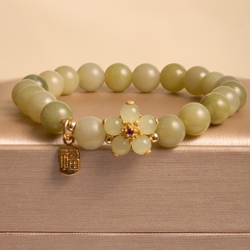 Green Jade Fu Character Luck Bracelet Green Jade Fu Character Luck Bracelet