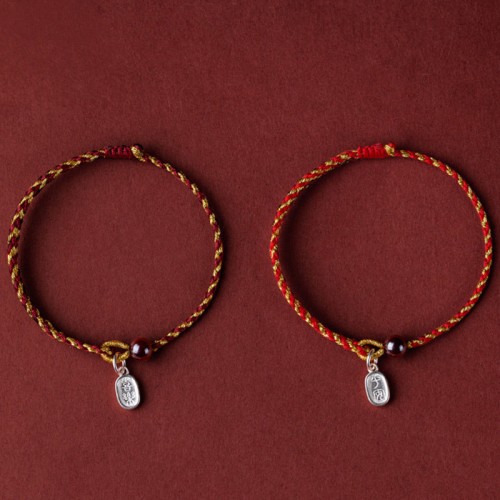 Red Gold Rope Lotus Peace Bracelet Red Gold Rope Lotus Peace Bracelet