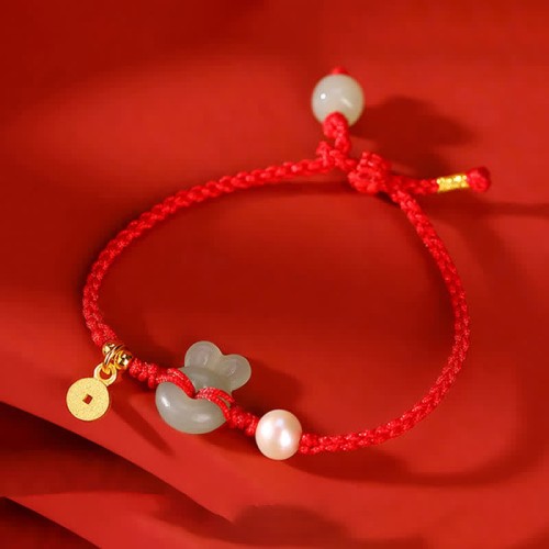 925 Silver Year of the Rabbit Hetian Jade Coin Wealth Bracelet