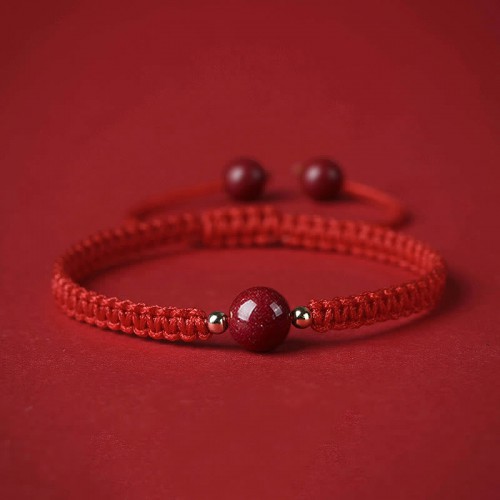 Lucky Cinnabar Bead Red String Bracelet