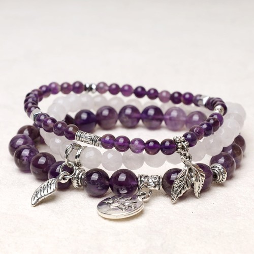 3PCS Natural Quartz Crystal Lotus Healing Bracelet 3PCS Natural Quartz Crystal Lotus Healing Bracelet