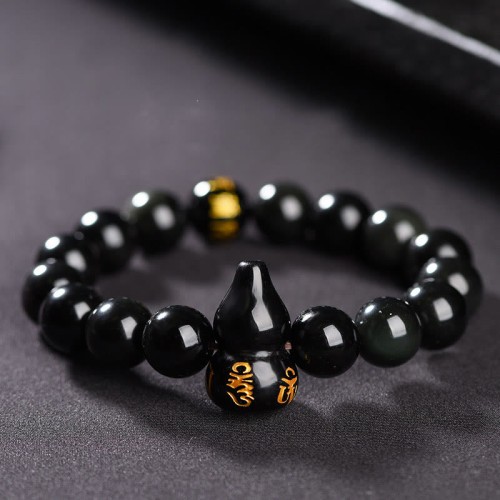 Rainbow Obsidian Gourd Om Mani Padme Hum Bracelet Rainbow Obsidian Gourd Om Mani Padme Hum Bracelet