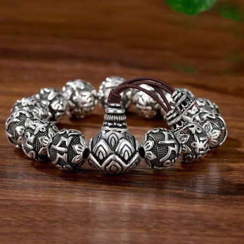 Tibetan Om Mani Padme Hum Alloy Beads Bracelet
