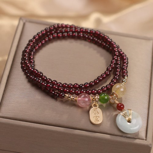 Garnet Strawberry Quartz Koi Fish Bracelet Garnet Strawberry Quartz Koi Fish Bracelet