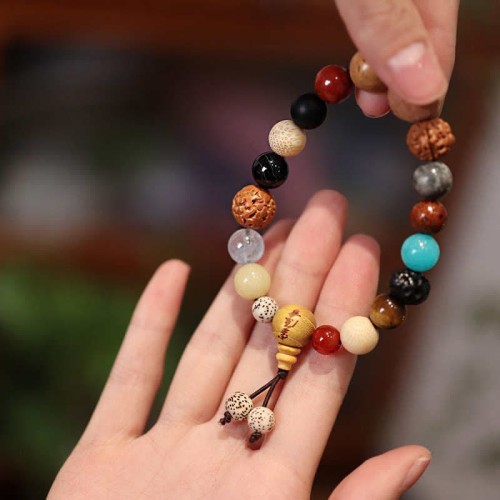 Bodhi Seed Agate Wisdom Harmony Wrist Mala Bodhi Seed Agate Wisdom Harmony Wrist Mala
