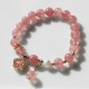 Strawberry Quartz Pearl Four Leaf Clover Bracelet