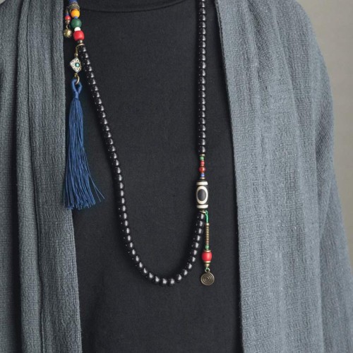 108 Beads Ebony Wood Dzi Bead Balance Bracelet 108 Beads Ebony Wood Dzi Bead Balance Bracelet
