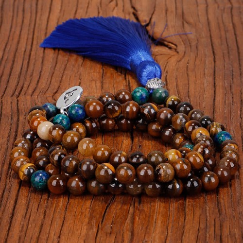 108 Mala Beads Tiger Eye Buddha Strength Necklace 108 Mala Beads Tiger Eye Buddha Strength Necklace